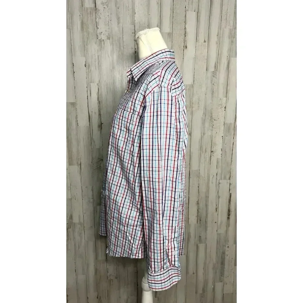 Banana Republic‎ Men's Size Large 16-16.5 Slim Fit Multicolor Plaid Dress Shirt